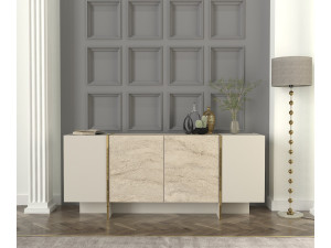 Aparador de madera "Veyron" - 180 x 46 x 75 cm - Travertino, Arenisca 2
