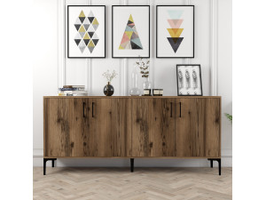 Aparador de madera "Kiev" - 180 x 35 x 78 cm - Nogal 2