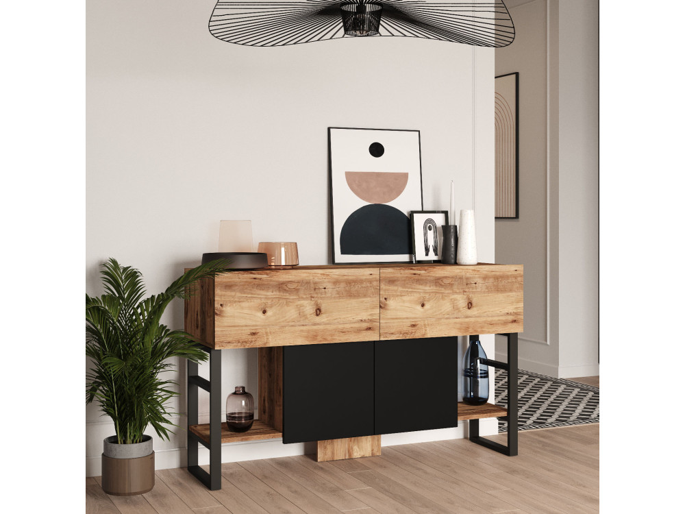 Aparador de madera "Mel" - 140 x 43 x 84 cm - Beige