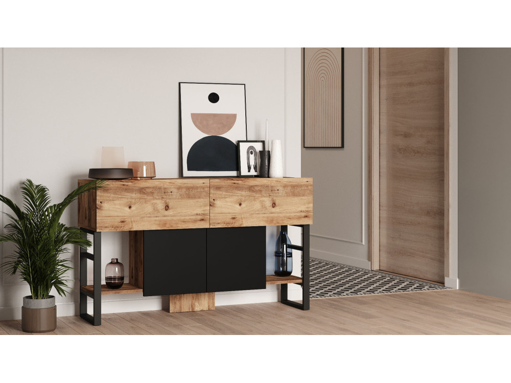 Aparador de madera "Mel" - 140 x 43 x 84 cm - Beige