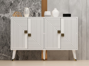 Aparador de madera "Ahart" - 120 x 30 x 80 cm - Blanco 2