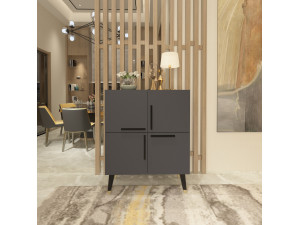 Aparador de madera "Makro" - 70 x 35 x 90 cm - Gris antracita 2