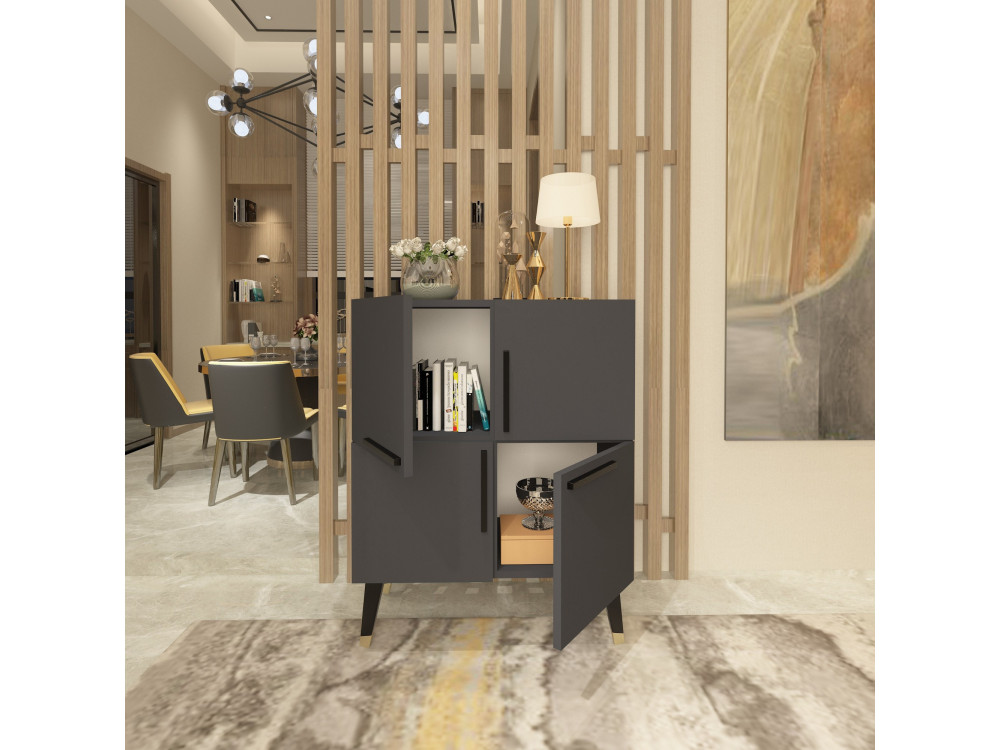 Aparador de madera "Makro" - 70 x 35 x 90 cm - Gris antracita