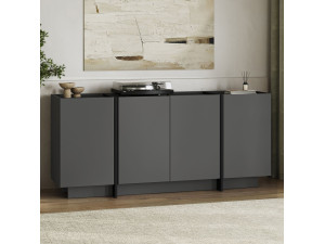 Aparador de madera "Dorma" - 180 x 45 x 80 cm - Antracita / Negro 2