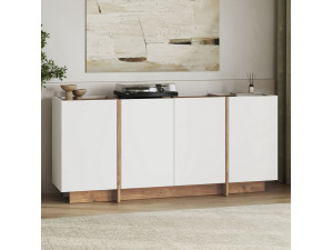 Aparador de madera "Dorma" - 180 x 45 x 80 cm - Blanco / Pino Atlántico 2