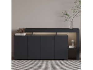 Aparador de madera "Beliz" - 170 x 35 x 80 cm - Antracita 2
