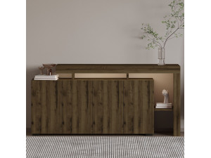 Aparador de madera "Beliz" - 170 x 35 x 80 cm - Nogal Antiguo 2