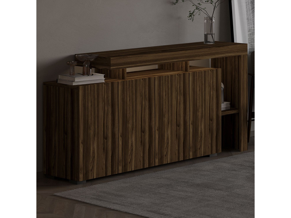 Aparador de madera "Beliz" - 170 x 35 x 80 cm - Nogal