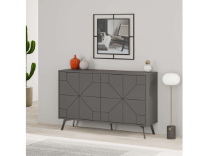 Aparador de madera "Dune" - 123 x 35 x 62 cm - Gris antracita 2