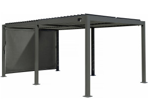 Pérgola bioclimática "Kensington" con toldo de aluminio - 3 x 5 m - Gris
