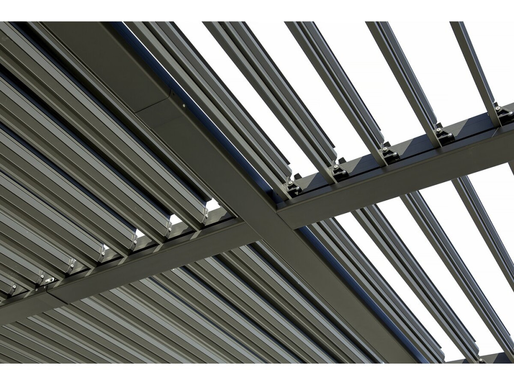 Pérgola bioclimática "Kensington" con toldo de aluminio - 3 x 5 m - Gris