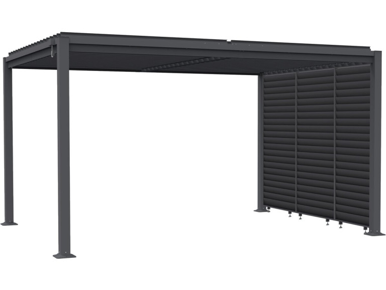 Pérgola bioclimática "Howard" con 3 lamas de acero galvanizado - 3 x 4 m - Gris