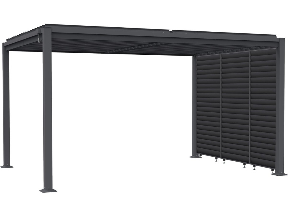 Pérgola bioclimática "Howard" con 3 lamas de acero galvanizado - 3 x 4 m - Gris