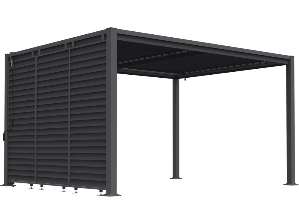 Pérgola bioclimática "Howard" con 3 lamas de acero galvanizado - 3 x 4 m - Gris