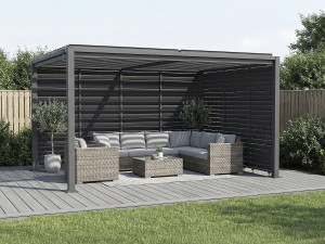 Pérgola bioclimática "Howard" con 7 lamas de acero galvanizado - 3 x 4 m - Gris 2
