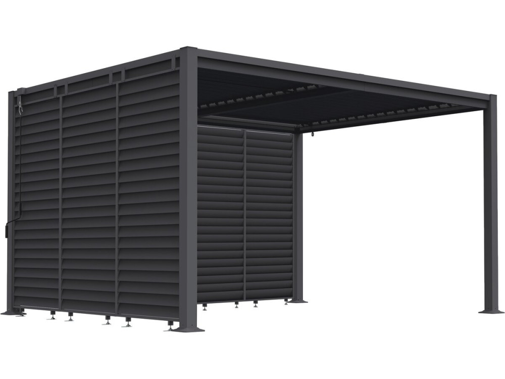 Pérgola bioclimática "Howard" con 7 lamas de acero galvanizado - 3 x 4 m - Gris