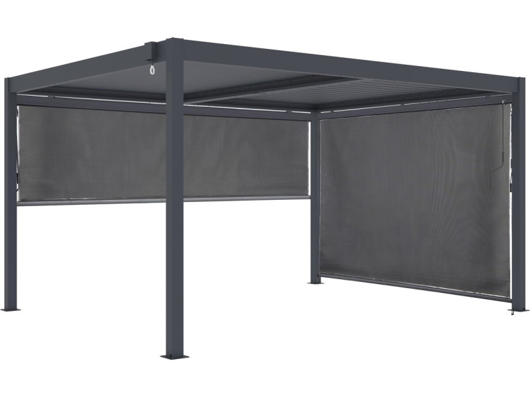 Pérgola bioclimática con 2 toldos de aluminio "Windsor" - 3 x 4 m - Gris