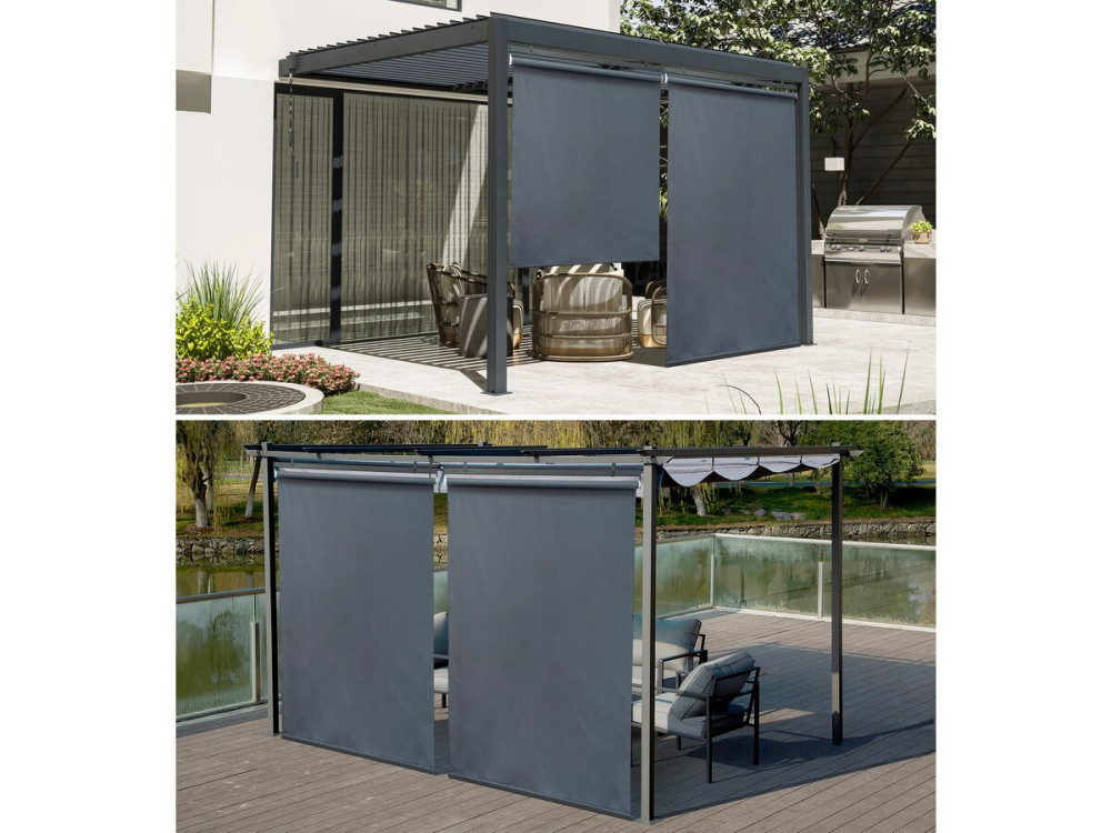 Juego de 2 estores enrollables para pérgola - 124 x 225 cm - Antracita