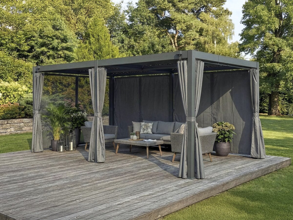 Cortina "Kensington" para pérgola bioclimática - 3 x 6 m - Gris