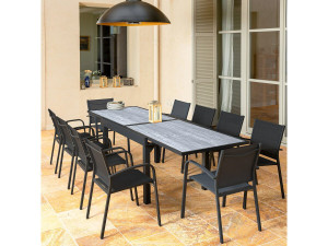Mesa de jardín extensible de aluminio "Lagos" - 200/320 x 105 x 76 cm - Gris 2
