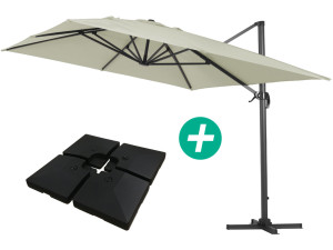Parasol Lateral de jardín en aluminio - Sun 4- Rectangular- 3 x 4 m -Crudo-  lastre incluido