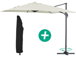 Parasol Lateral de jardín Alu “Sun 3” – Cuadrado – 3 x 3 m – Crudo + funda protectora