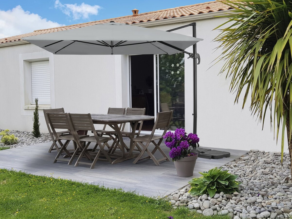 Parasol de jardín voladizo de aluminio "Sky 4" - 3 x 4 m - Gris