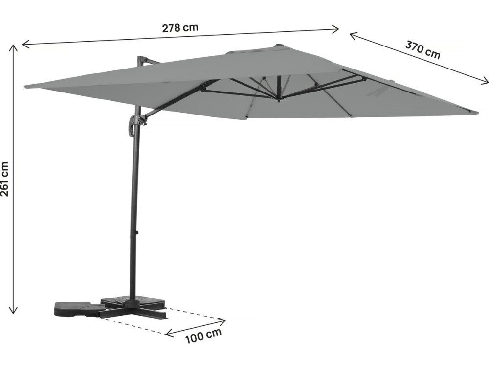 Parasol de jardín voladizo de aluminio "Sky 4" - 3 x 4 m - Gris