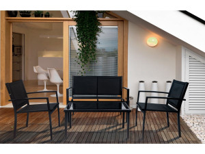Conjunto de muebles bajos de jardín "Lino" - 4 plazas - Negro 2