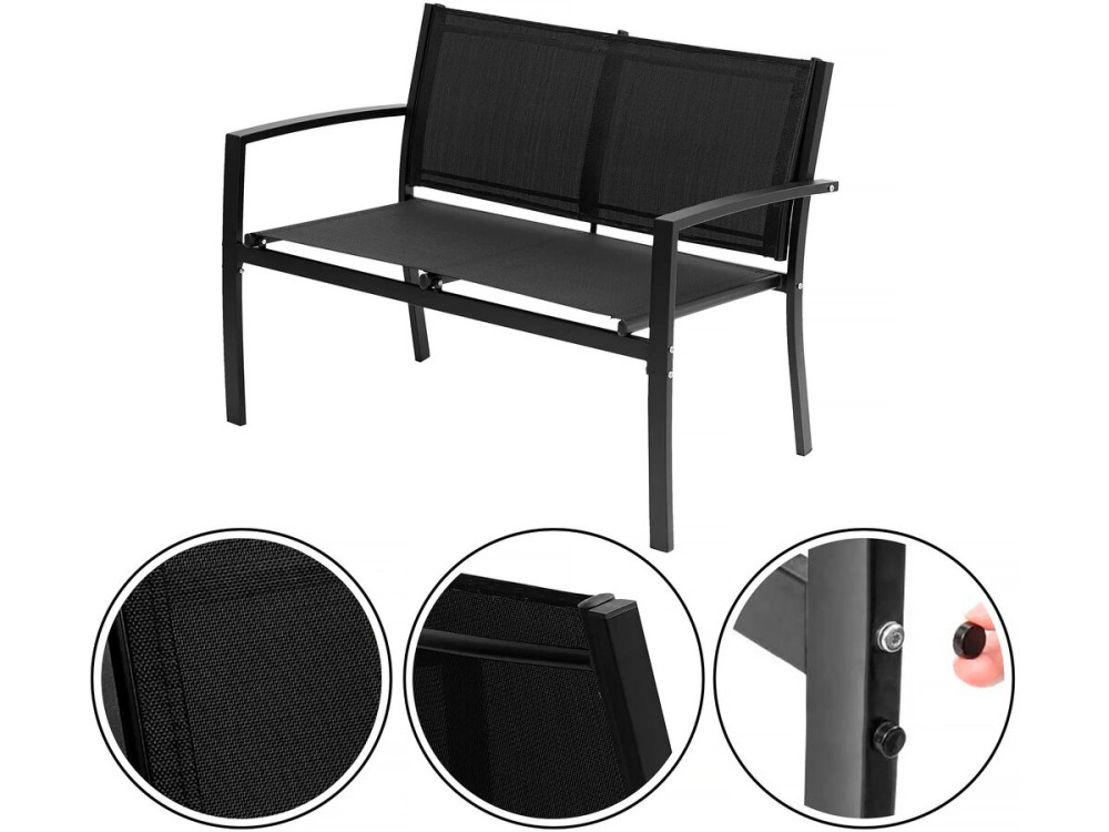 Conjunto de muebles bajos de jardín "Lino" - 4 plazas - Negro