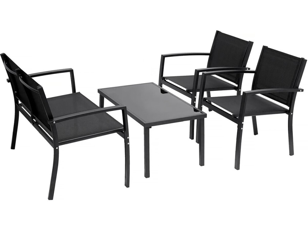 Conjunto de muebles bajos de jardín "Lino" - 4 plazas - Negro