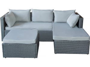 Muebles de jardín bajos en resina tejida "Diya" 3 plazas - Gris