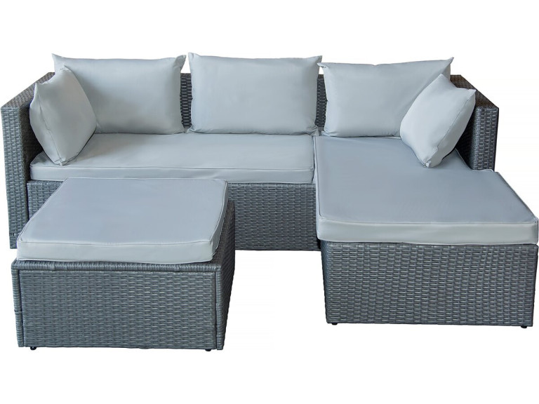 Muebles de jardín bajos en resina tejida "Diya" 3 plazas - Gris