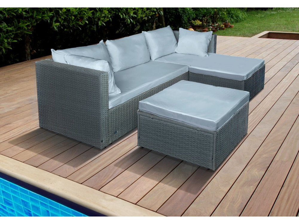 Muebles de jardín bajos en resina tejida "Diya" 3 plazas - Gris