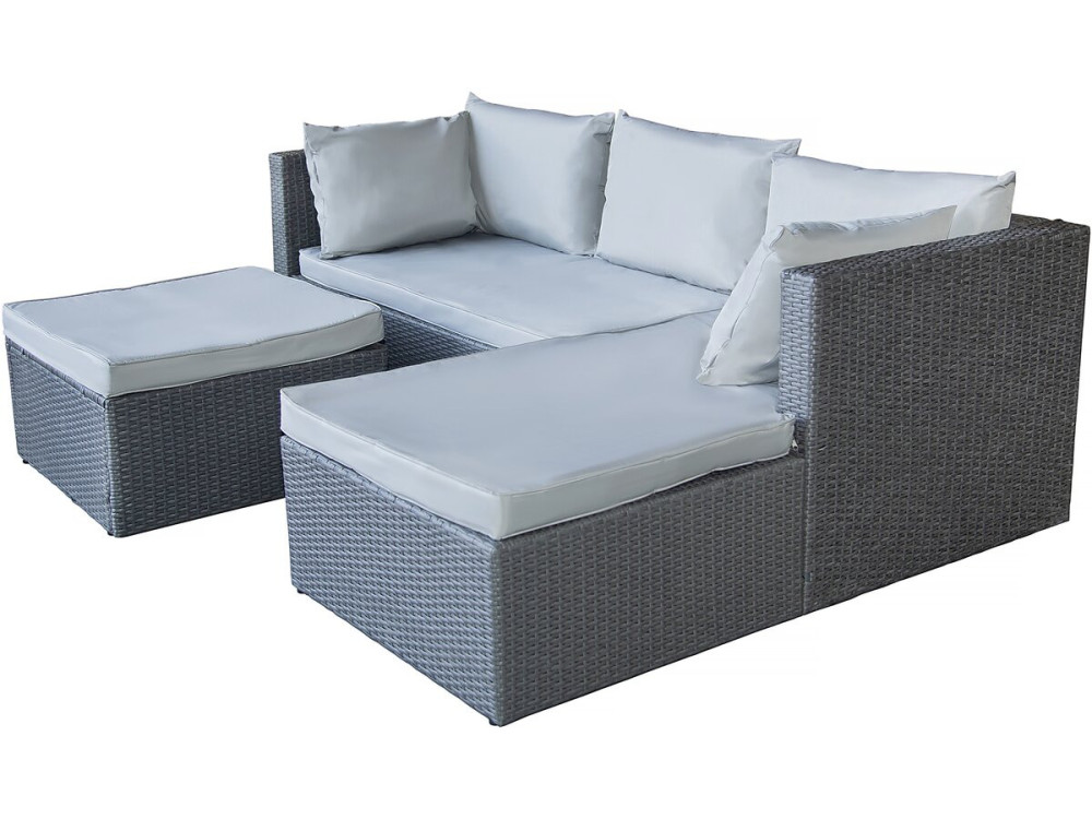 Muebles de jardín bajos en resina tejida "Diya" 3 plazas - Gris