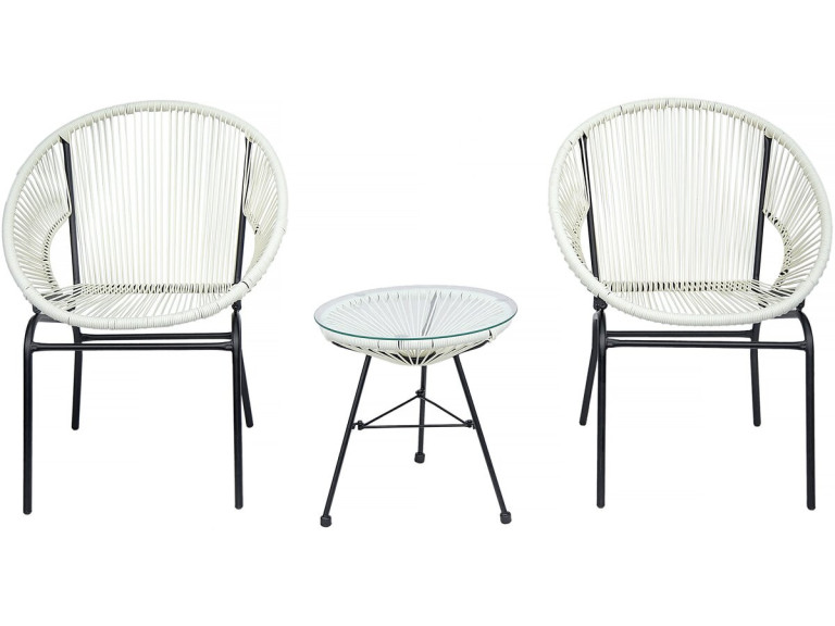 Conjunto de muebles de jardín Acapulco "Poli" - 2 plazas - Blanco