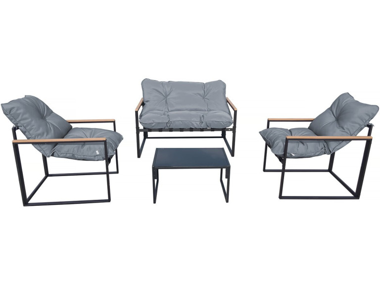 Muebles de jardín "Jules" - 4 plazas - Gris/Negro