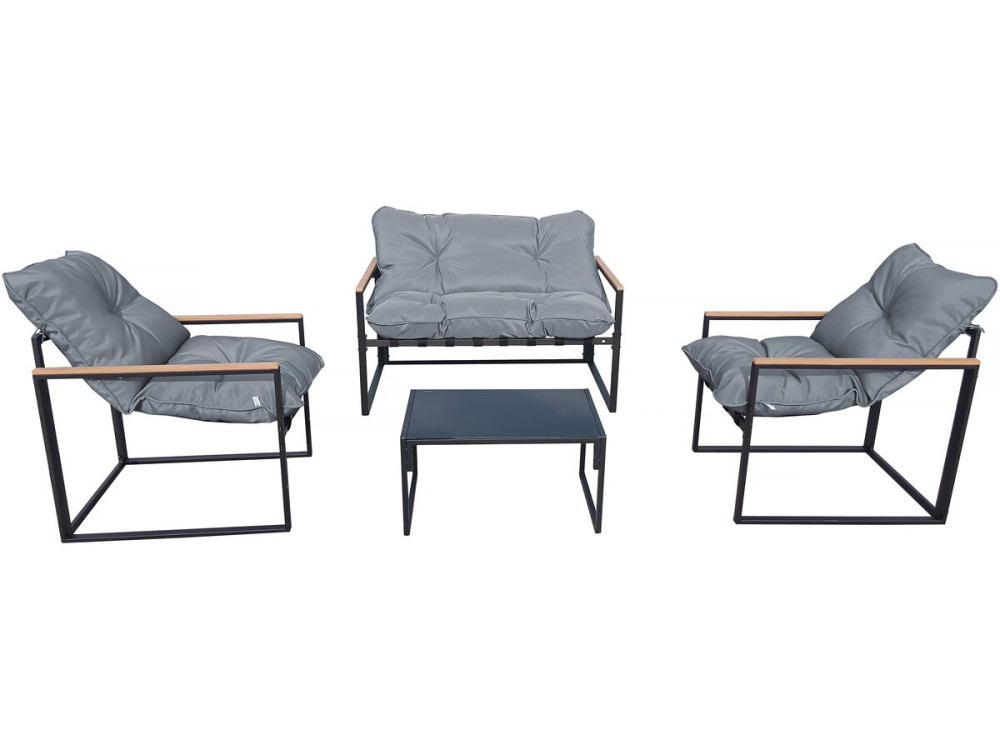 Muebles de jardín "Jules" - 4 plazas - Gris/Negro
