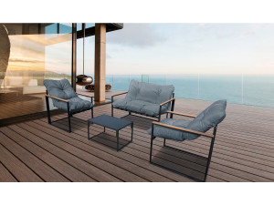 Muebles de jardín "Jules" - 4 plazas - Gris/Negro 2