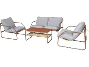 Conjunto de muebles de jardín de metal "Sora" con cojines - 4 plazas - Terracota