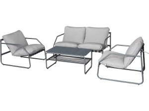 Conjunto de muebles de jardín de metal "Sora" con cojines - 4 plazas - Gris