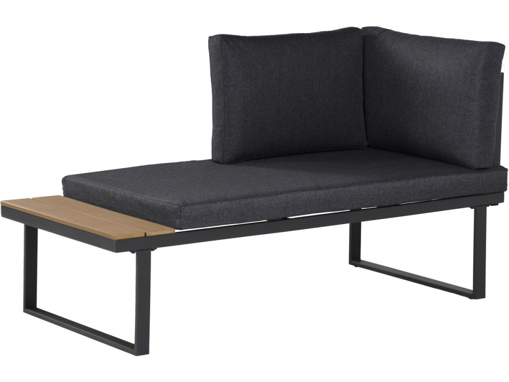 Conjunto de muebles de jardín, sofá esquinero de imitación madera "Liora" - 4 plazas - Gris