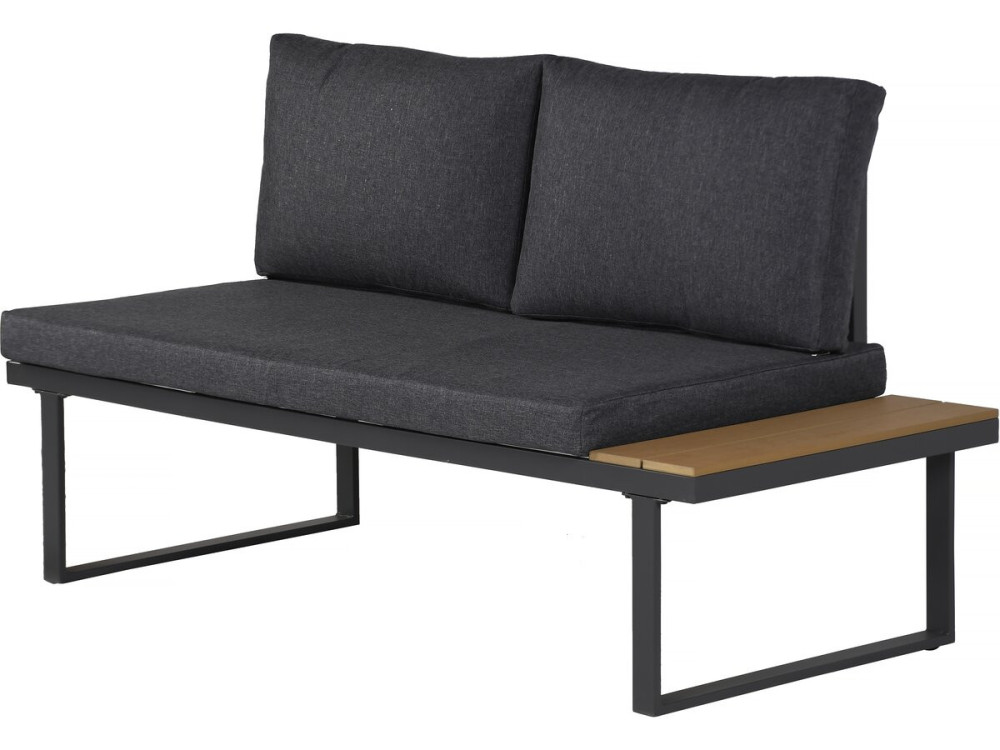 Conjunto de muebles de jardín, sofá esquinero de imitación madera "Liora" - 4 plazas - Gris