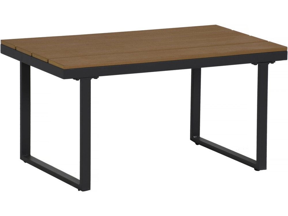 Conjunto de muebles de jardín, sofá esquinero de imitación madera "Liora" - 4 plazas - Gris