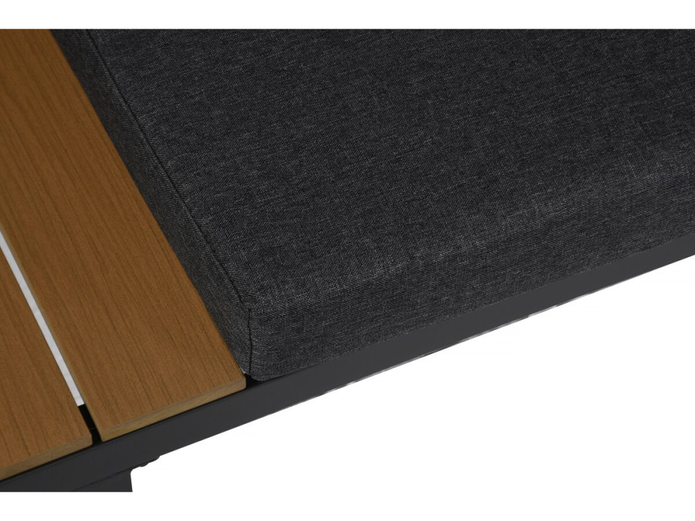 Conjunto de muebles de jardín, sofá esquinero de imitación madera "Liora" - 4 plazas - Gris