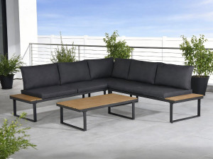 Sofá rinconera "Fiora" muebles de jardín - 5 plazas - Gris 2