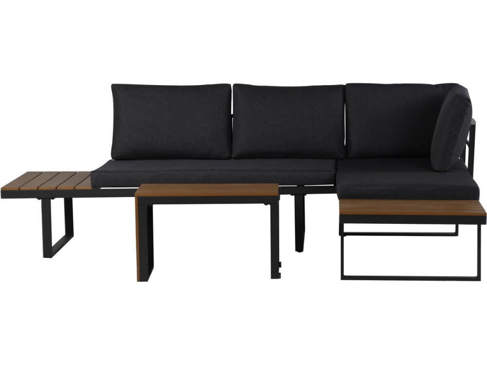 Conjunto de muebles de jardín sofá rinconera modular "Sylva" acabado imitación madera - 4 plazas - Gris