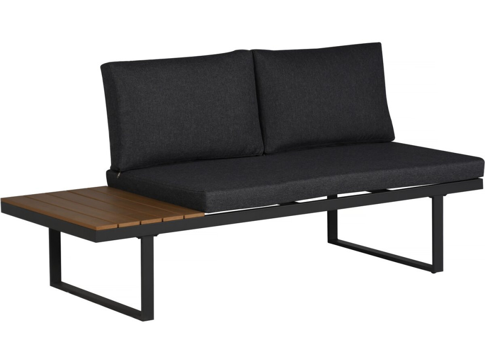 Conjunto de muebles de jardín sofá rinconera modular "Sylva" acabado imitación madera - 4 plazas - Gris