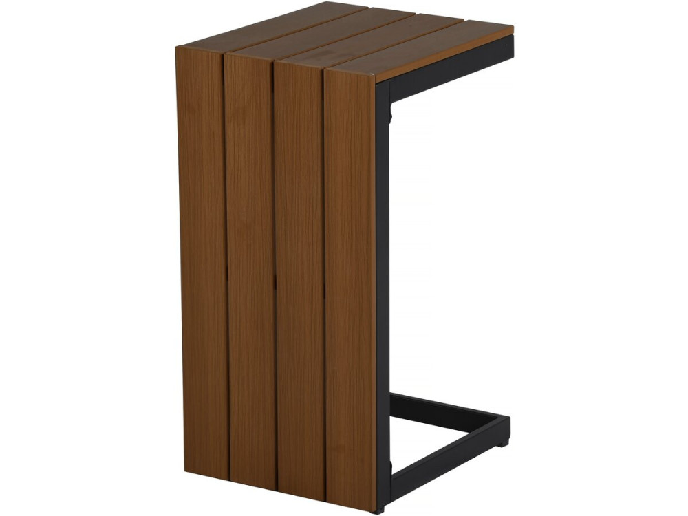 Conjunto de muebles de jardín sofá rinconera modular "Sylva" acabado imitación madera - 4 plazas - Gris