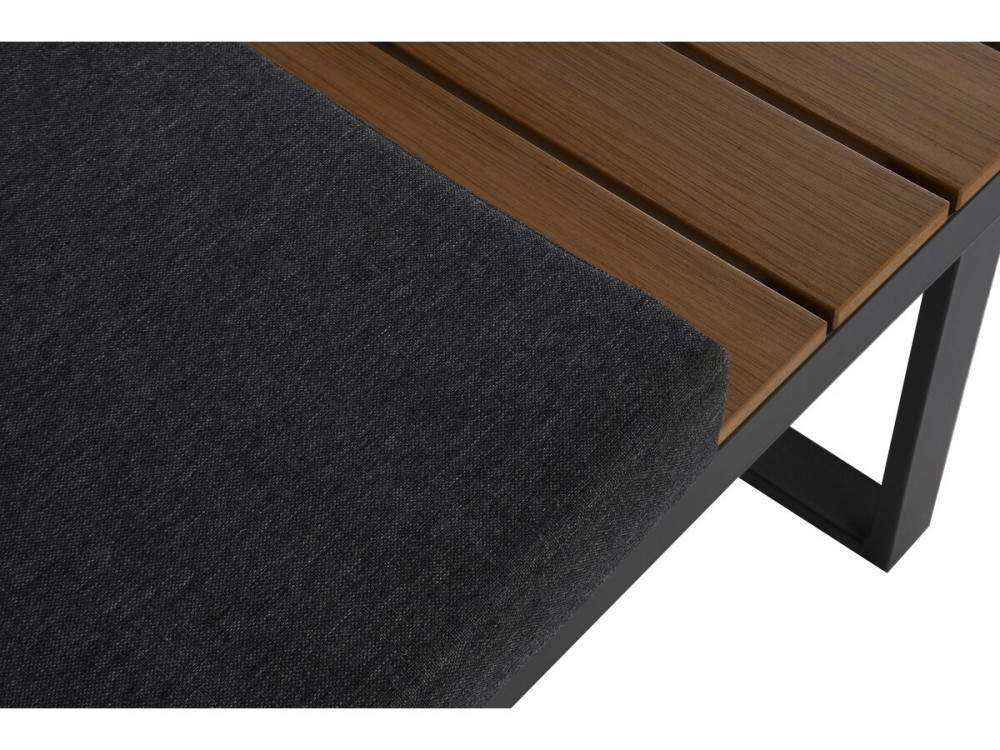 Conjunto de muebles de jardín sofá rinconera modular "Sylva" acabado imitación madera - 4 plazas - Gris
